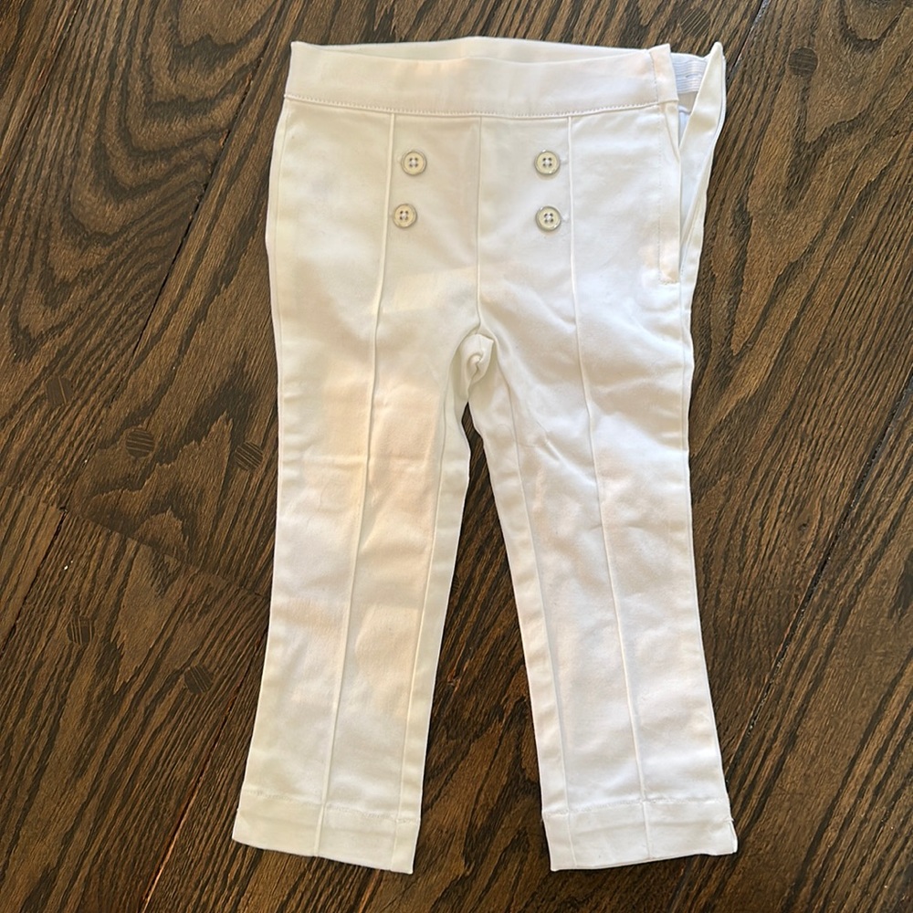 NWOT Girls Size 3T Janie & Jack Tapered White Sailor Style Pants